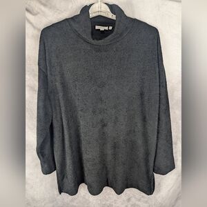 Chico's Size 4 (XXL) Black Tunic Mock Neck Long Sleeved Soft And Fuzzy Pristine